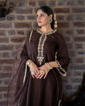 Leher Mocha Straight Kurta Set