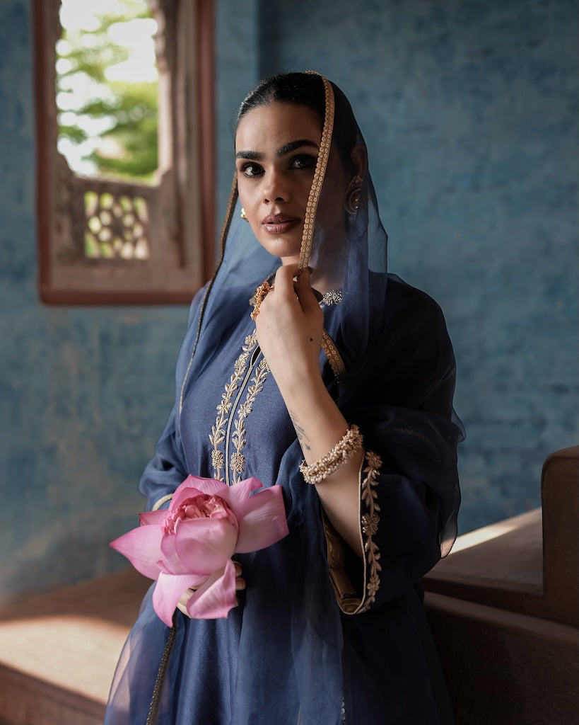 Leher Midnight Navy Straight Kurta Set