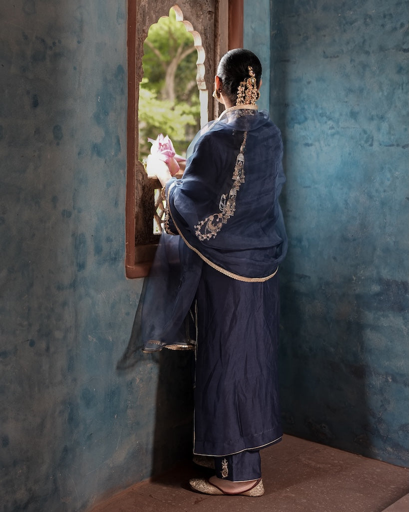 Leher Midnight Navy Straight Kurta Set