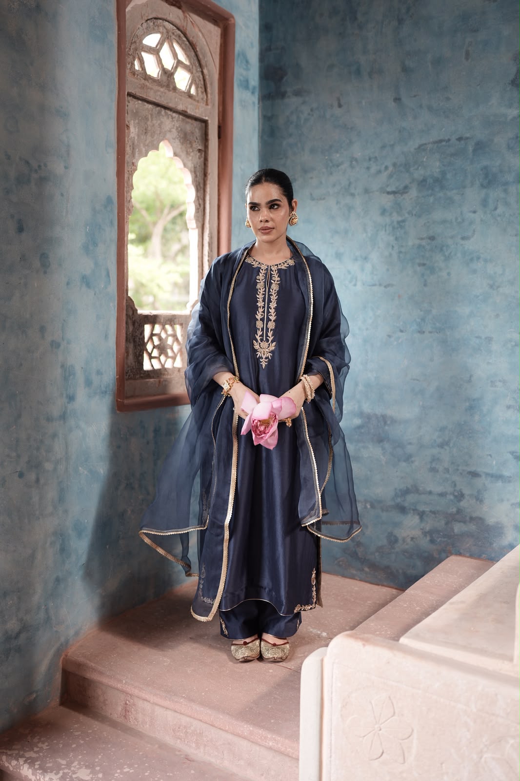 Leher Midnight Navy Straight Kurta Set